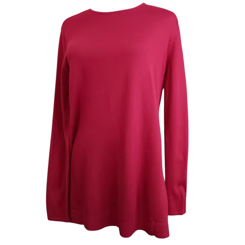 J.JILL Sweater Tunic‎ Top Small Flowy Red Soft Staple Basic Casual Career Travel
